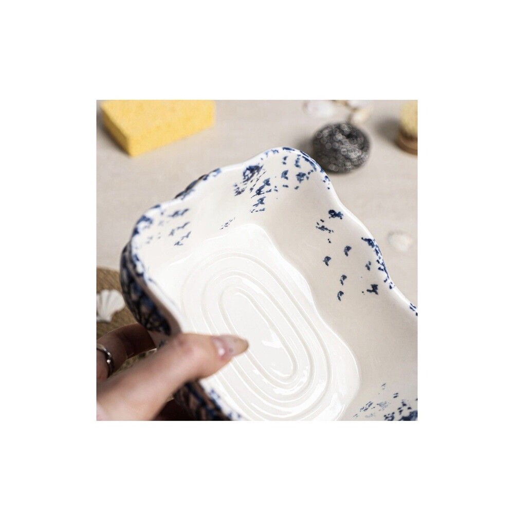 Ceramic Blue Shell Sponge Holder Kitchen Sink Caddy Dish Sponge Organizer New - Picture 6 of 7